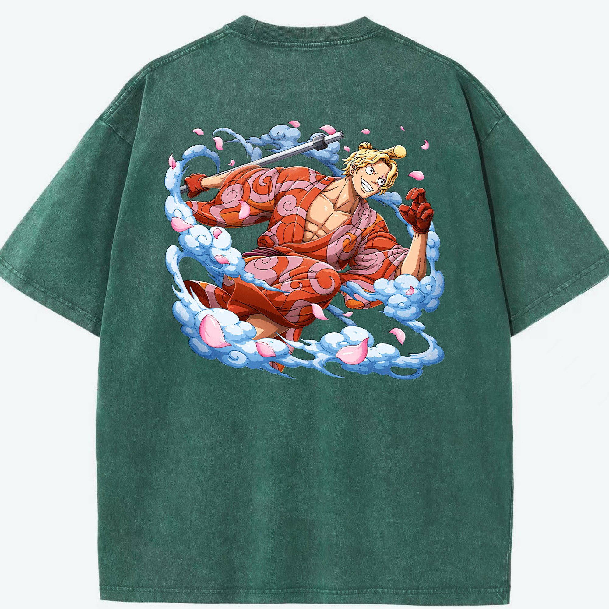 ワンピース サンジ ONE PIECE Sanji 綿100% ヴィンテージ風 半袖Tシャツ（背面プリント）